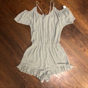 Sage green cold shoulder romper